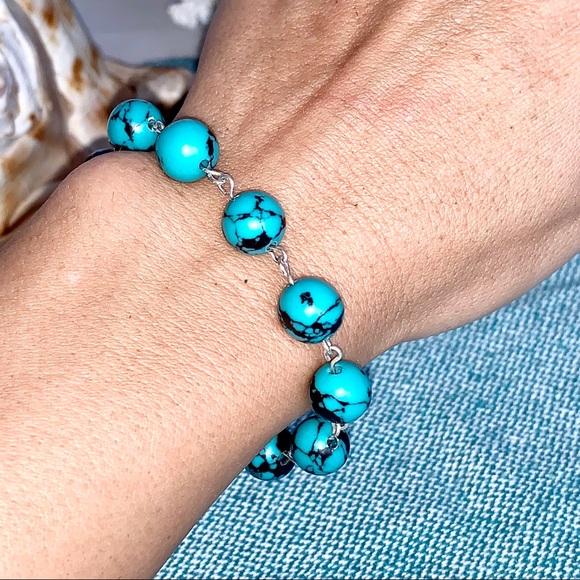 💙Blue Turquoise Beaded Bracelet - Picture 3 of 6
